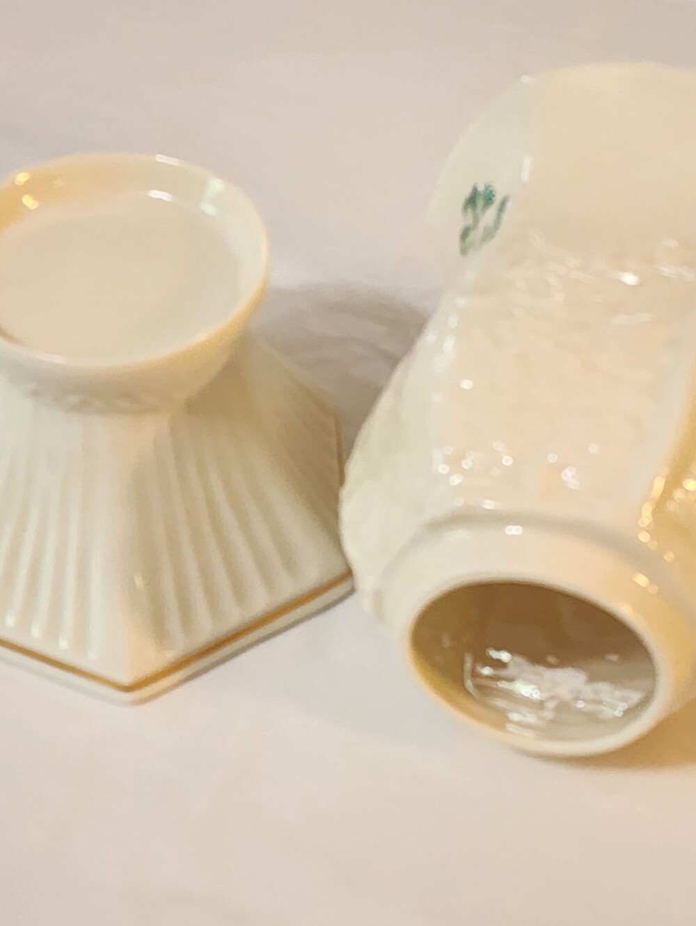 🍀BELLEEK Porcelain Tea light Votive Candle Holder w-Shade Fairy Light Lamp Box - Picture 12 of 12